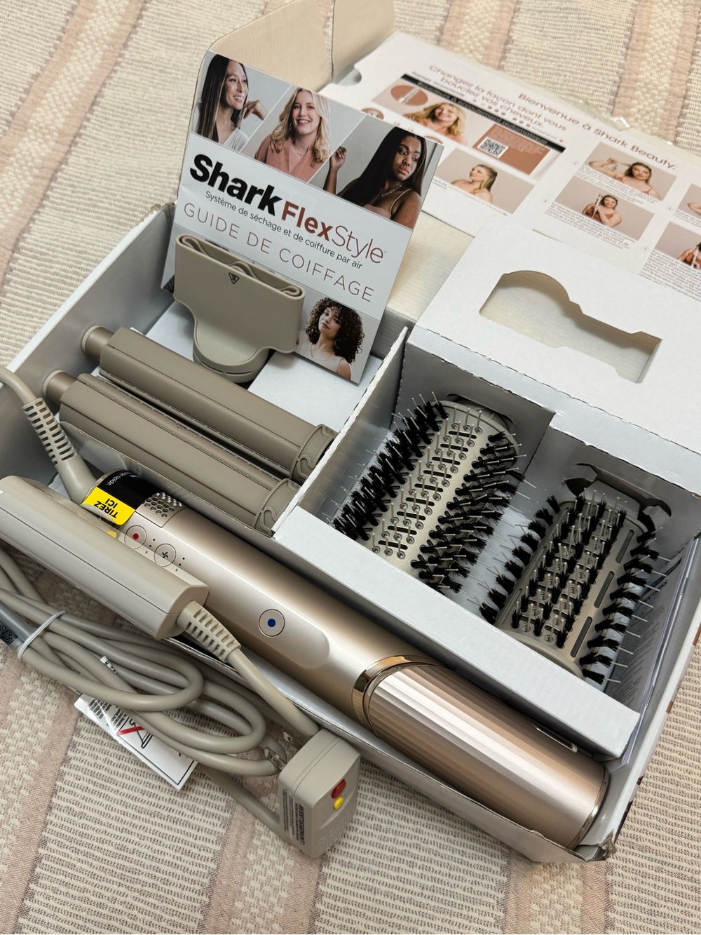 Shark Silver 2-in-1 Hair Styler with Brush Attachments HD430C NEW